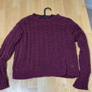 Maroon cable knit sweater